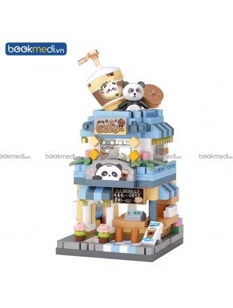 Đồ Chơi Lắp Ráp Mô Hình Tiệm Coffee Gấu Trúc (Panda Coffee Shop Street Mini) Hãng Loz